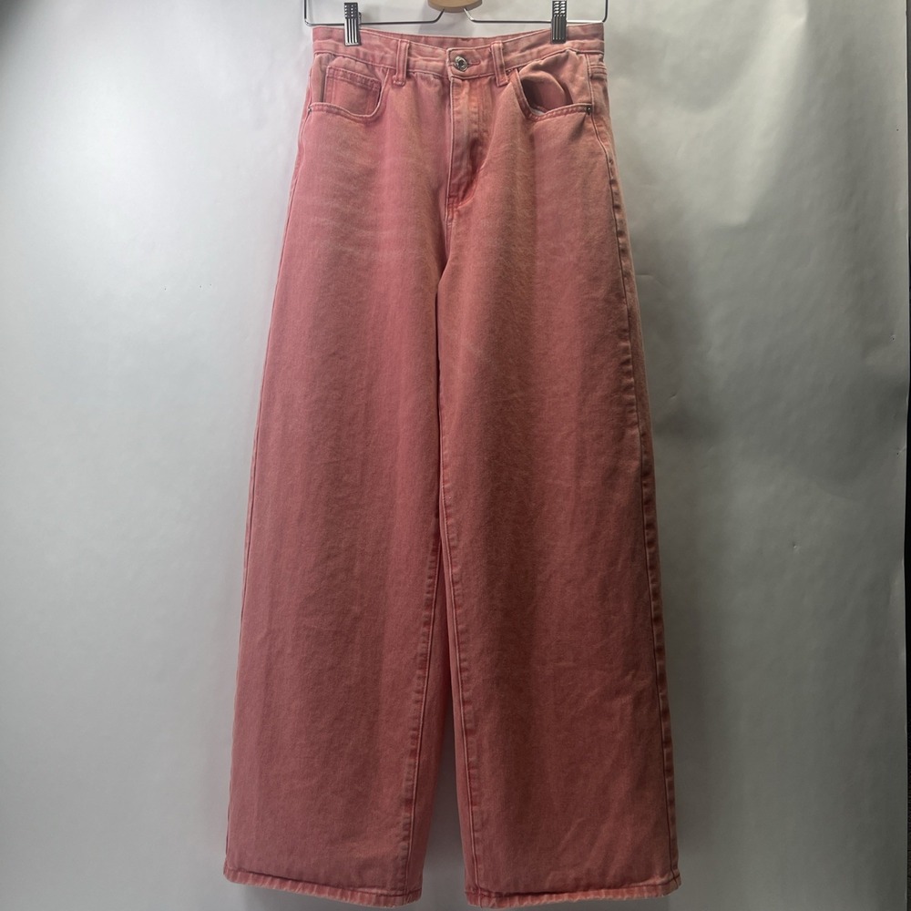 Shein Pink Denim Stone Wash High Waisted Straight Jeans Size 4 Pants Clothing‎